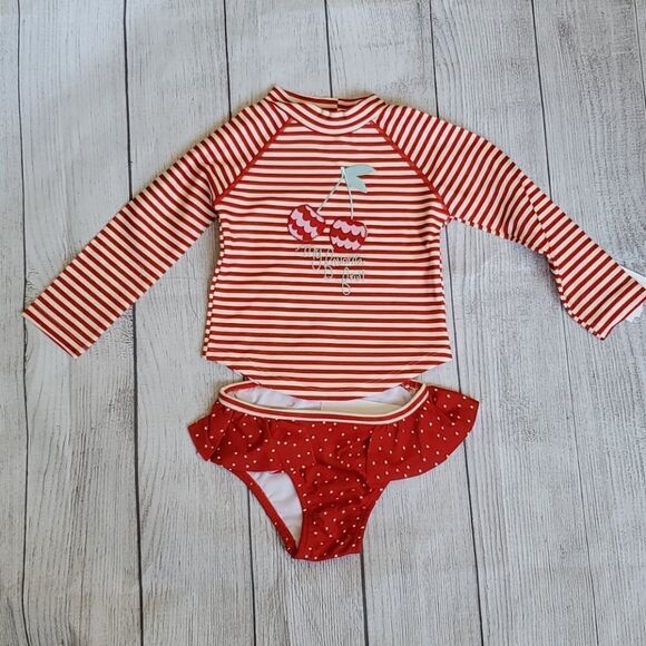 Jessica Simpson Cherry 2 Piece Rash Guard Set - Picture 2 of 6